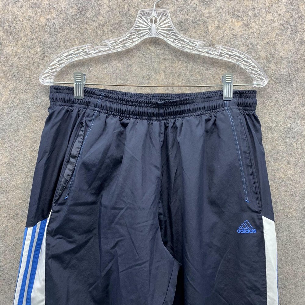 Adidas Sweatpants Men Large Blue Navy Athletic Outdoors Polyester Gym Vintage - Picture 2 of 13